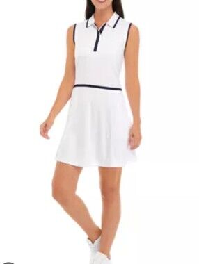 Pro Tour Coolplay Sleeveless Colorblock White Polo with Navy Trim L Tennis Prep